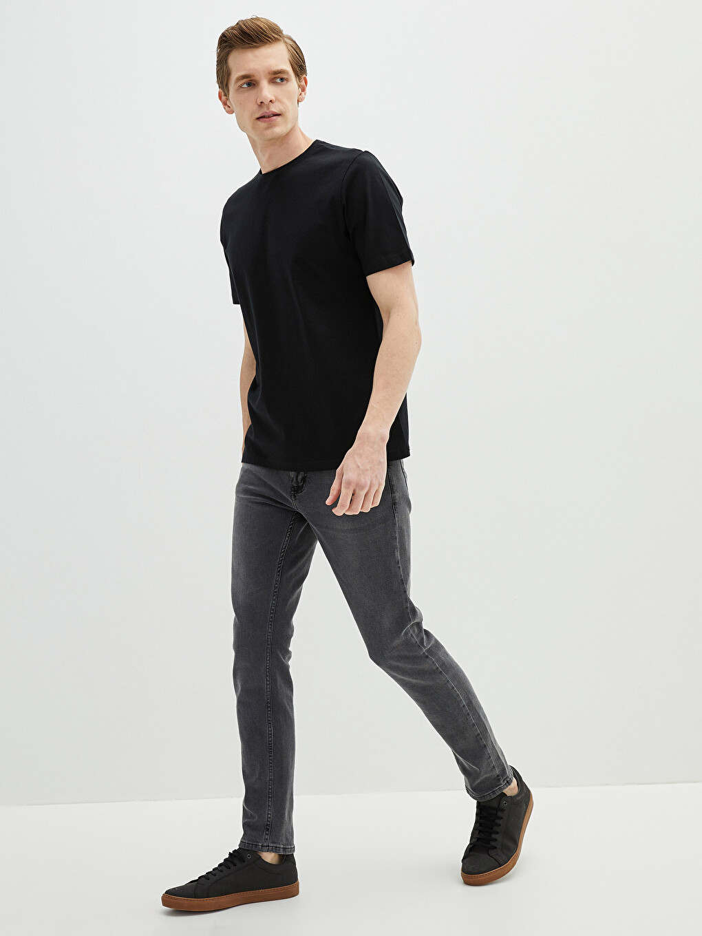 Crew Neck Short Sleeve Basic Combed Cotton Men's T-shirt-2