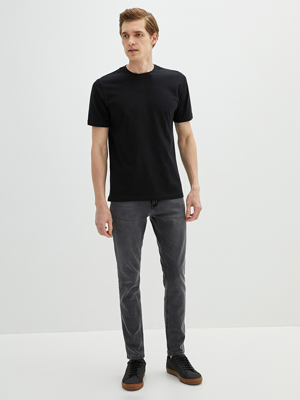 Crew Neck Short Sleeve Basic Combed Cotton Men's T-shirt-3