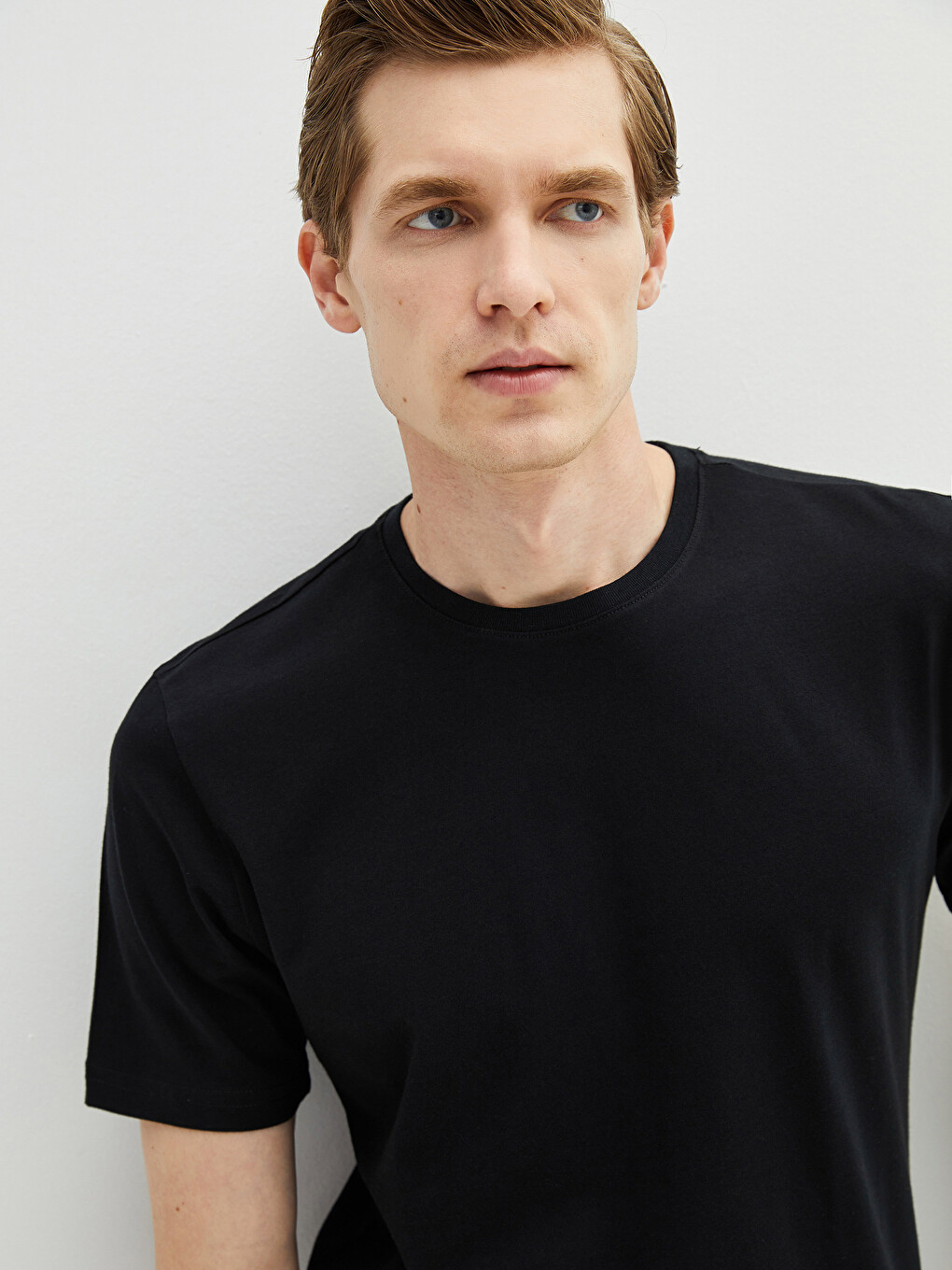 Crew Neck Short Sleeve Basic Combed Cotton Men's T-shirt-4