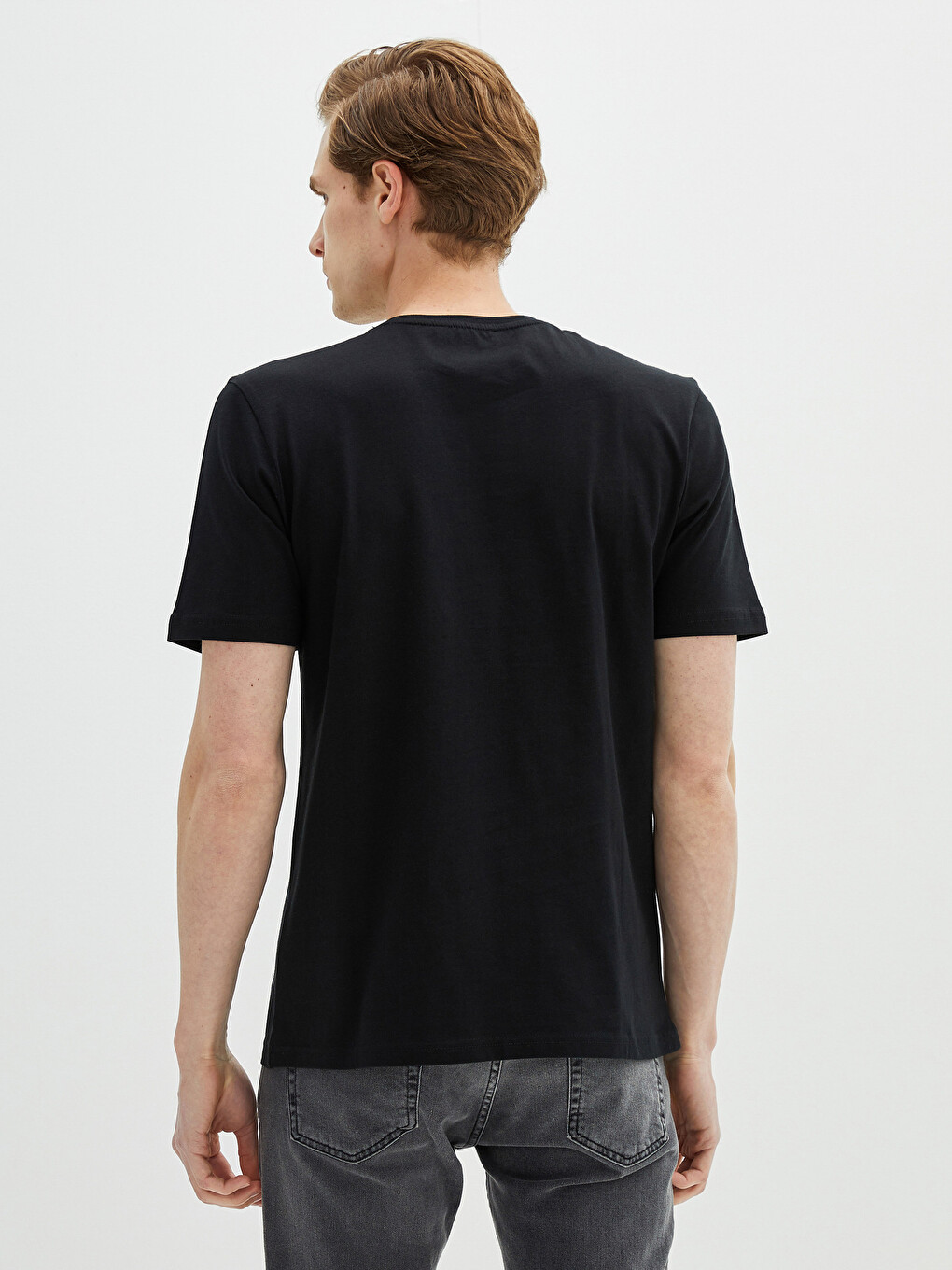 Crew Neck Short Sleeve Basic Combed Cotton Men's T-shirt-5