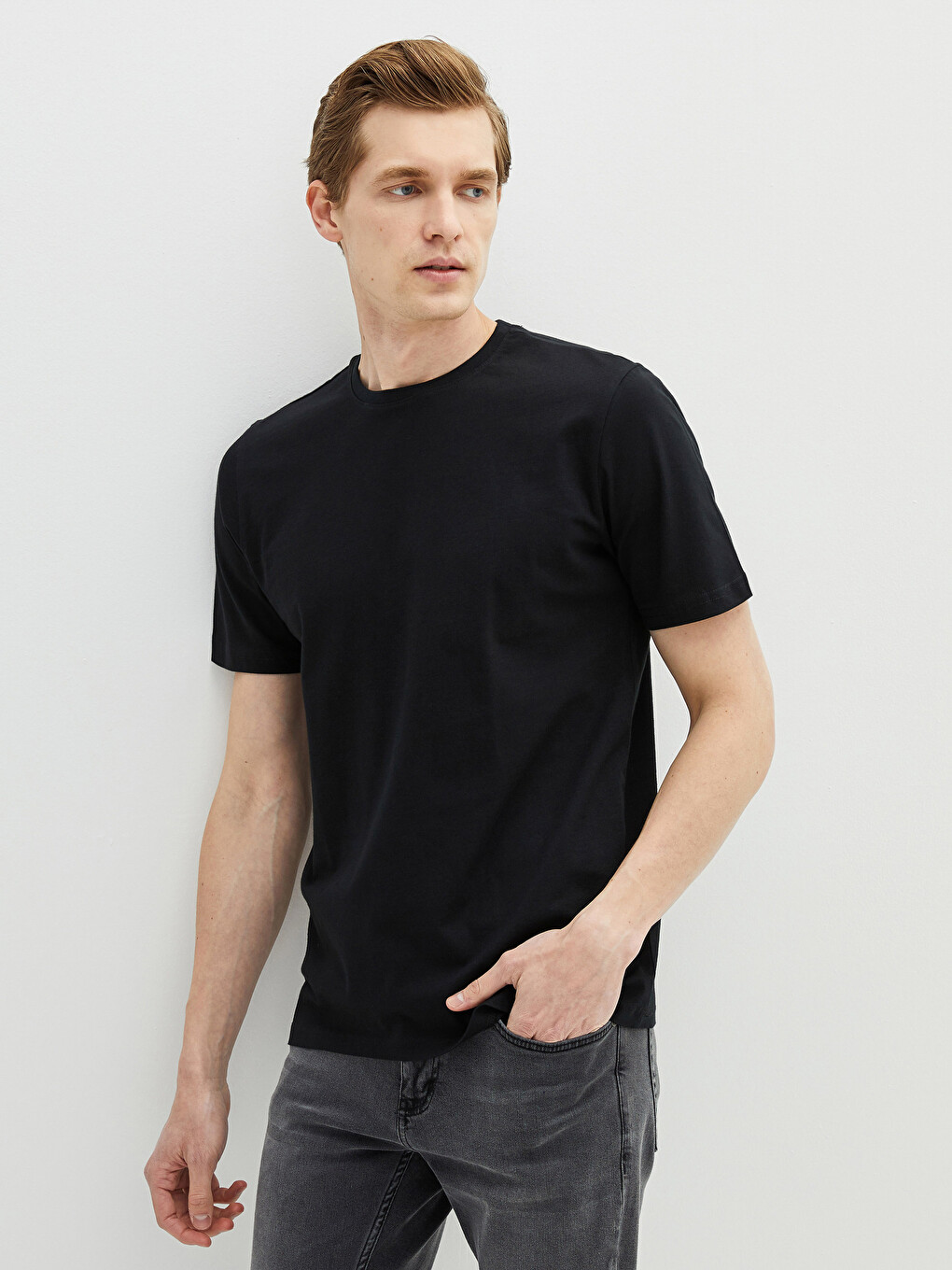 Crew Neck Short Sleeve Basic Combed Cotton Men's T-shirt-6