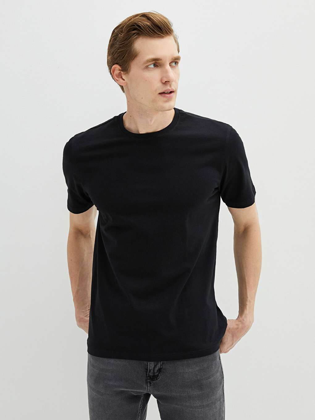 Crew Neck Short Sleeve Basic Combed Cotton Men's T-shirt