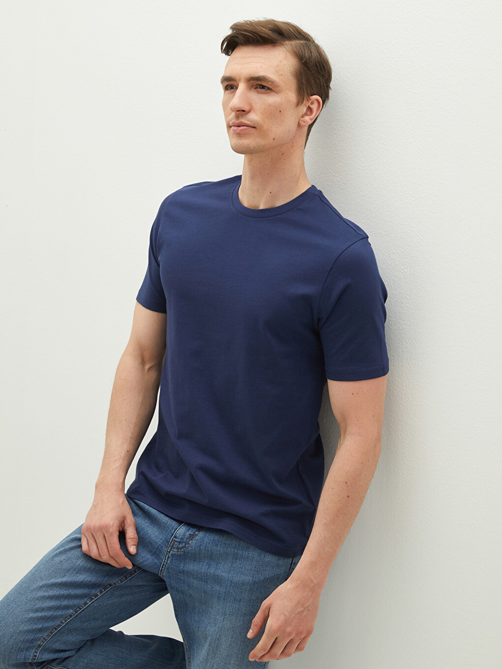 Crew Neck Short Sleeve Basic Combed Cotton Men's T-shirt