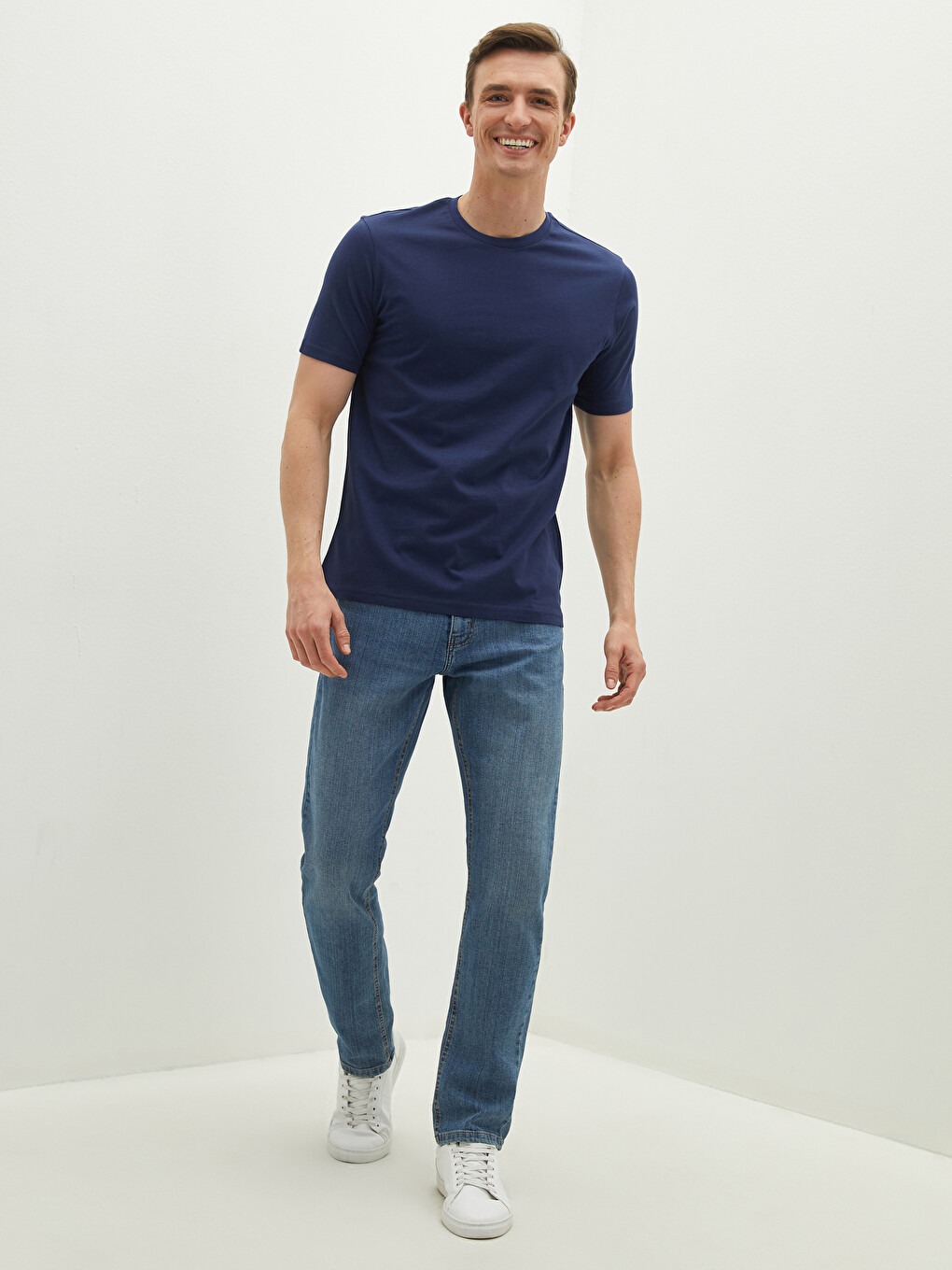 Crew Neck Short Sleeve Basic Combed Cotton Men's T-shirt-3