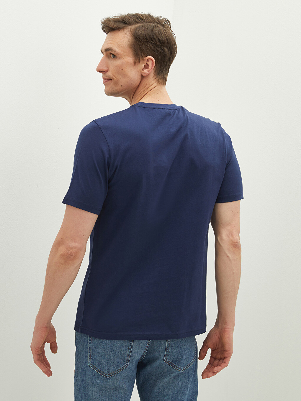 Crew Neck Short Sleeve Basic Combed Cotton Men's T-shirt-4