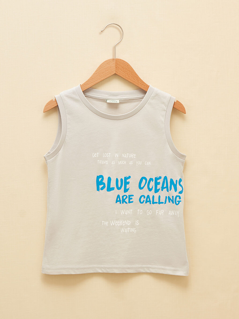 Gri Bisiklet Yaka Baskılı Erkek Çocuk Atlet