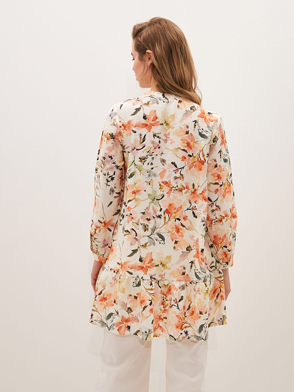 Floral Printed Long Sleeve Viscose Tunic For Women-4