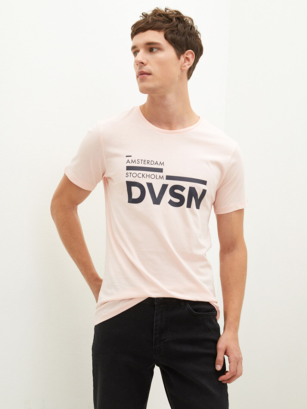 Crew Neck Short Sleeve Printed Combed Cotton Men's T-shirt-3