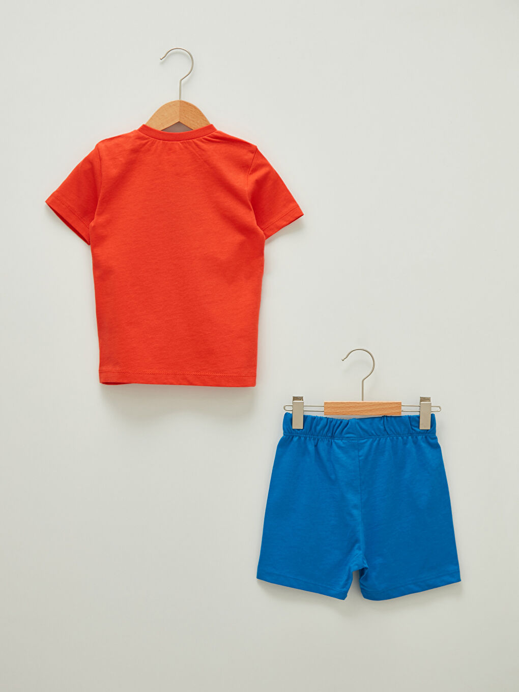 Turuncu Bisiklet Yaka Kısa Kol Baskılı Pamuklu Erkek Bebek Pijama Takımı-1