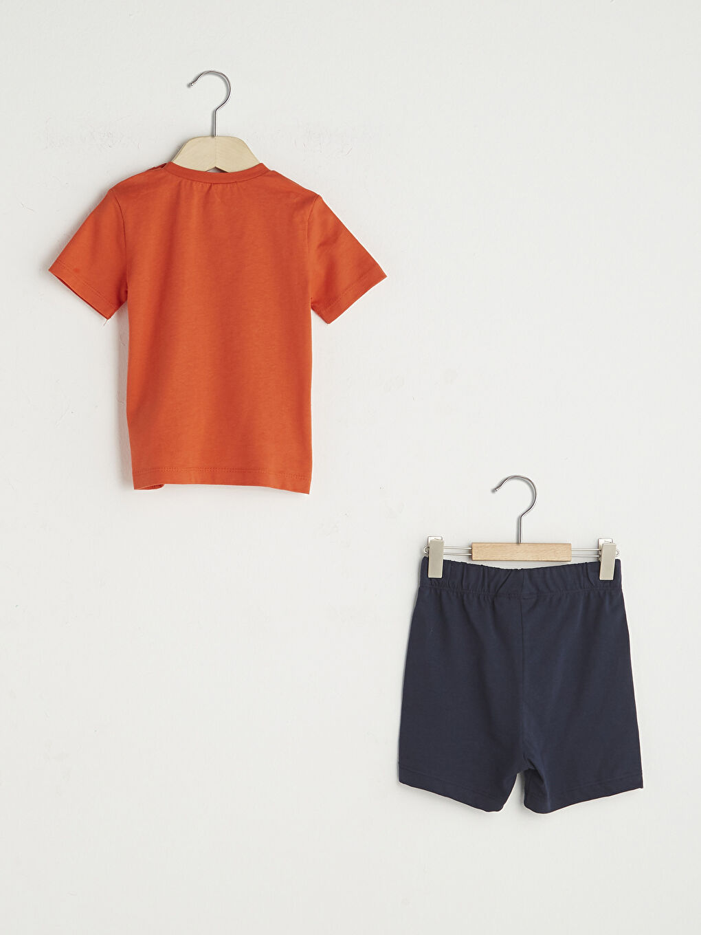 Turuncu Bisiklet Yaka Kısa Kollu Baskılı Erkek Bebek Pijama Takım-1