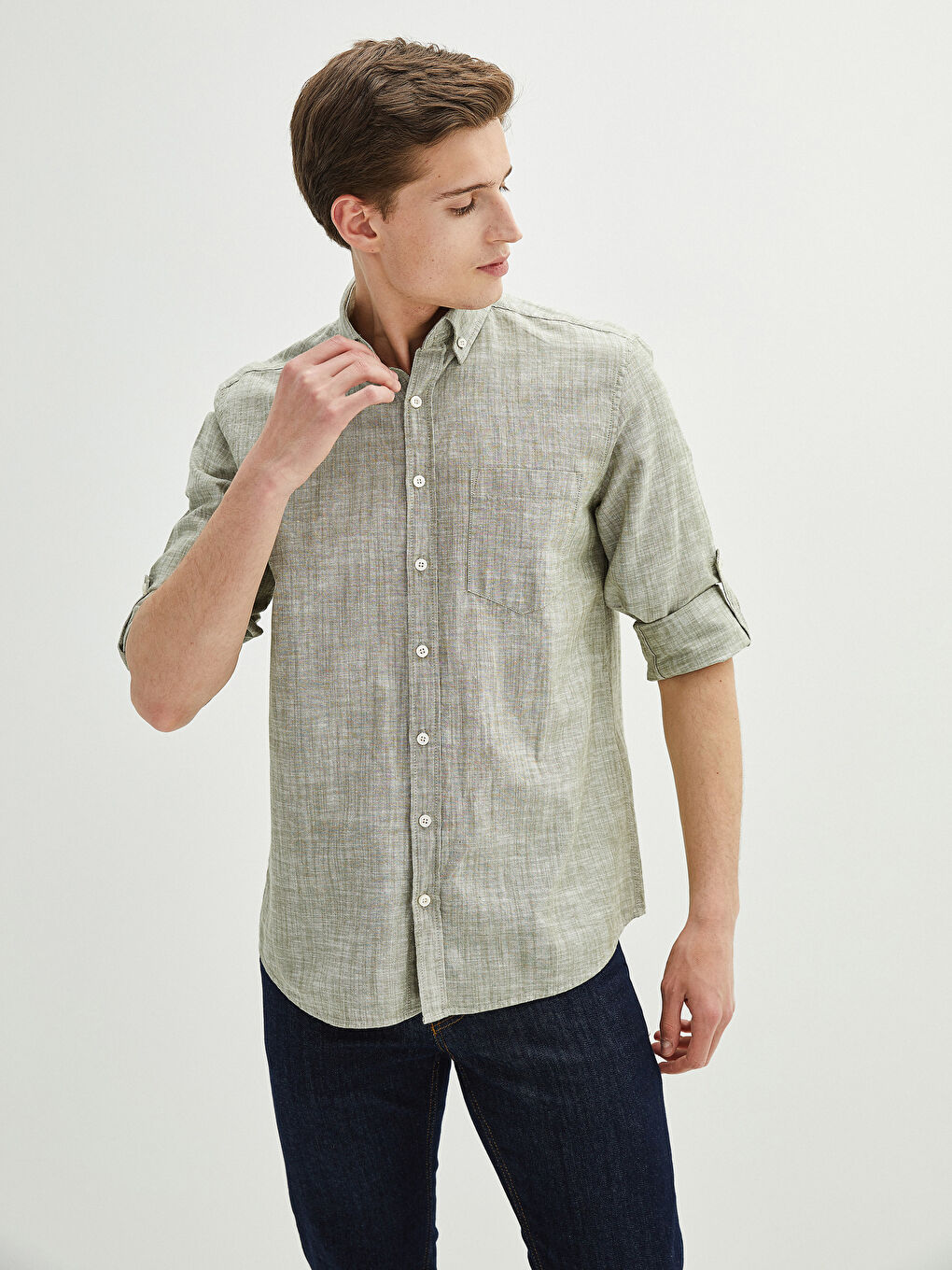 Chemise à Manches Longues Coupe Régulière pour Hommes-1