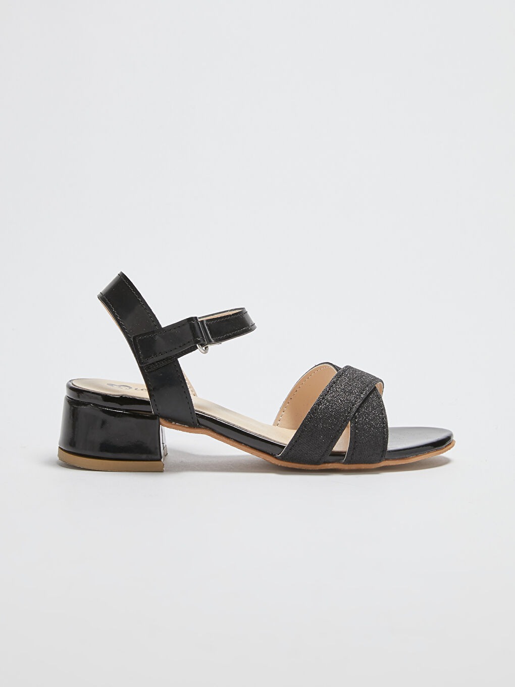 Жылтыр бөлшекті айқас баулы өкшелі қыздар сандалдары-1