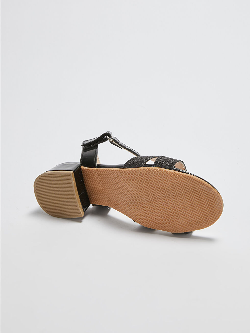 Жылтыр бөлшекті айқас баулы өкшелі қыздар сандалдары-2