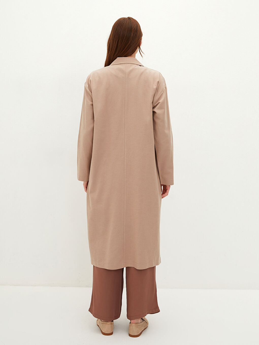 سترة أوفراسايز كم طويل بزرار أمامي مستقيم للنساء-8