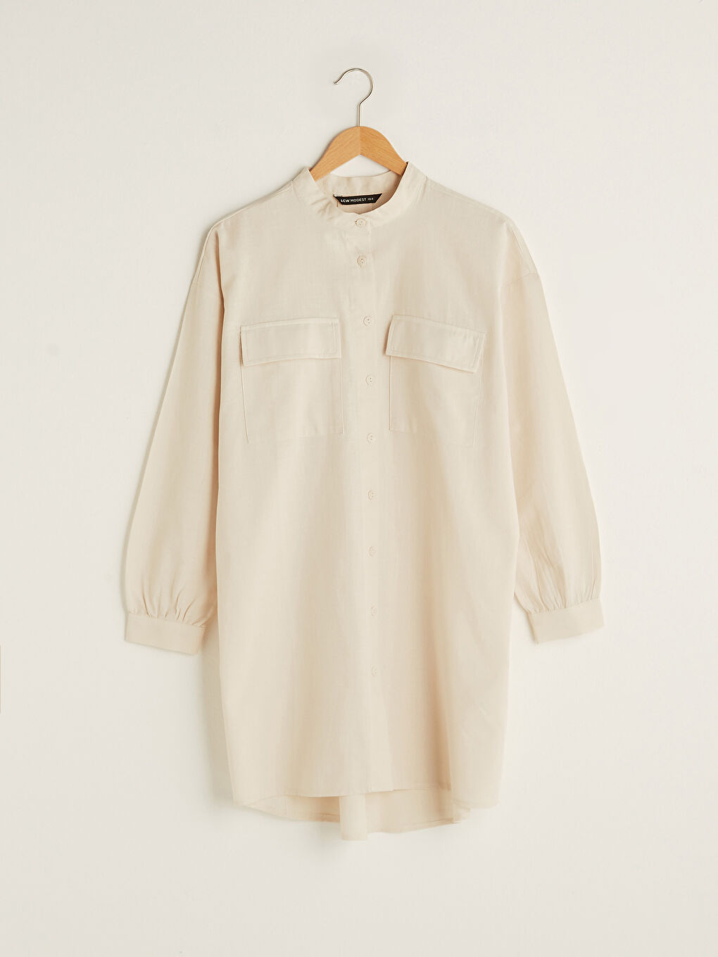 Tunică Supradimensionată pentru Femei cu Guler de Judecător, Detalii Buzunar și Mânecă Lungă-5