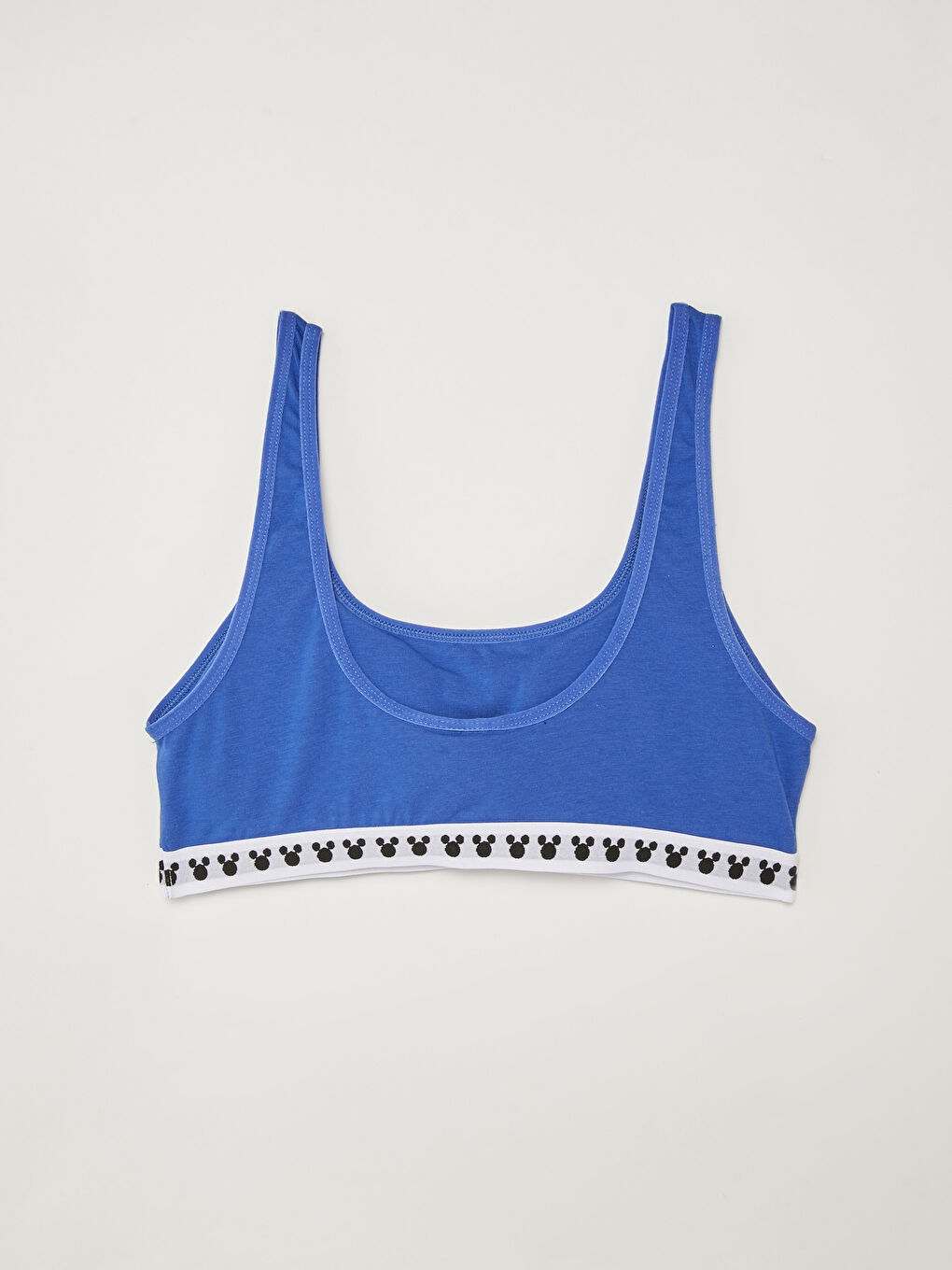 Mavi Balensiz U Yaka Askılı Mickey Mouse Baskılı Kadın Büstiyer