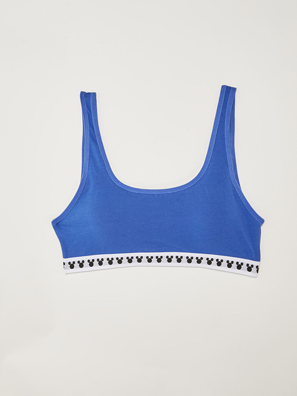 Mavi Balensiz U Yaka Askılı Mickey Mouse Baskılı Kadın Büstiyer-1