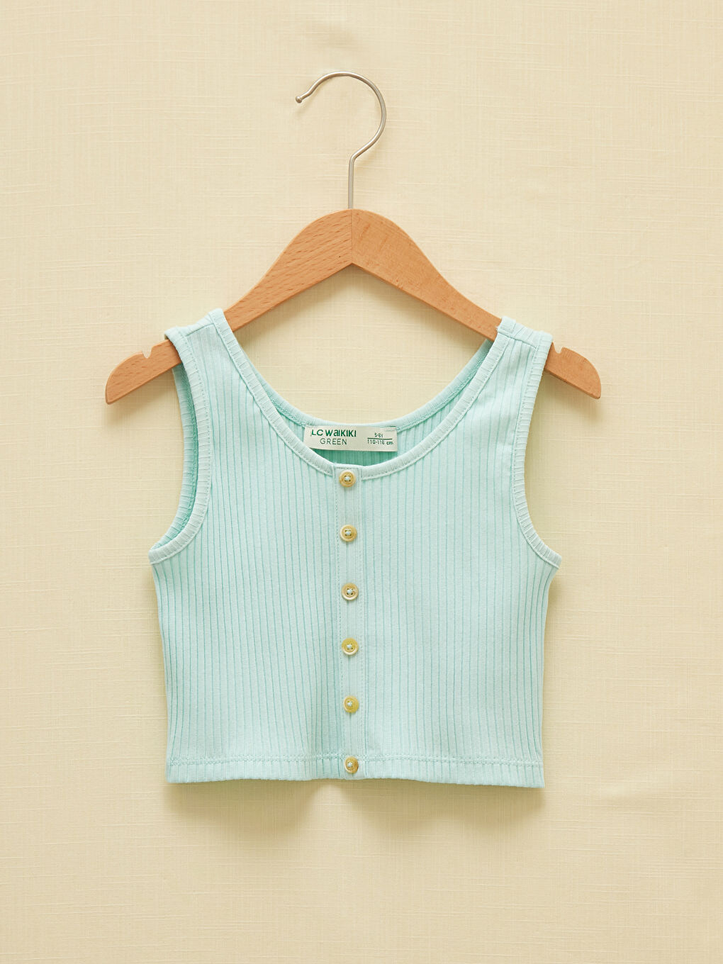 Mavi Bisiklet Yaka Düğme Detaylı Kız Çocuk Atlet