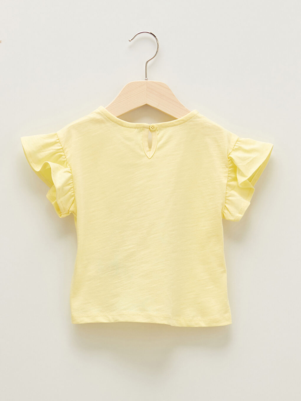 Sarı Bisiklet Yaka Kısa Kollu Baskılı Kız Bebek Tişört ve Şort 2'li Takım-2