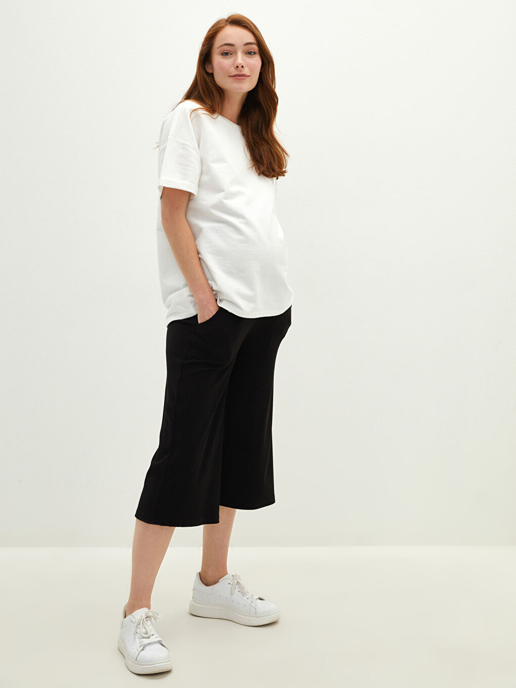 Umstands-Jogginghose aus Jersey mit Bauchband, schlichtem Design und Taschen