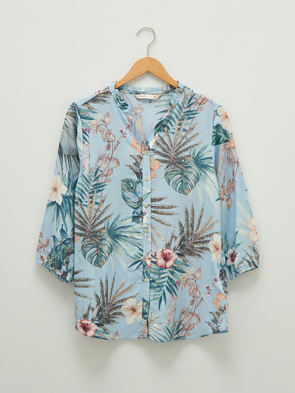LCW Grace Frilly Frilly Collar Floral Printed Viscose Women's Shirt -S1HQ45Z8-LQQ