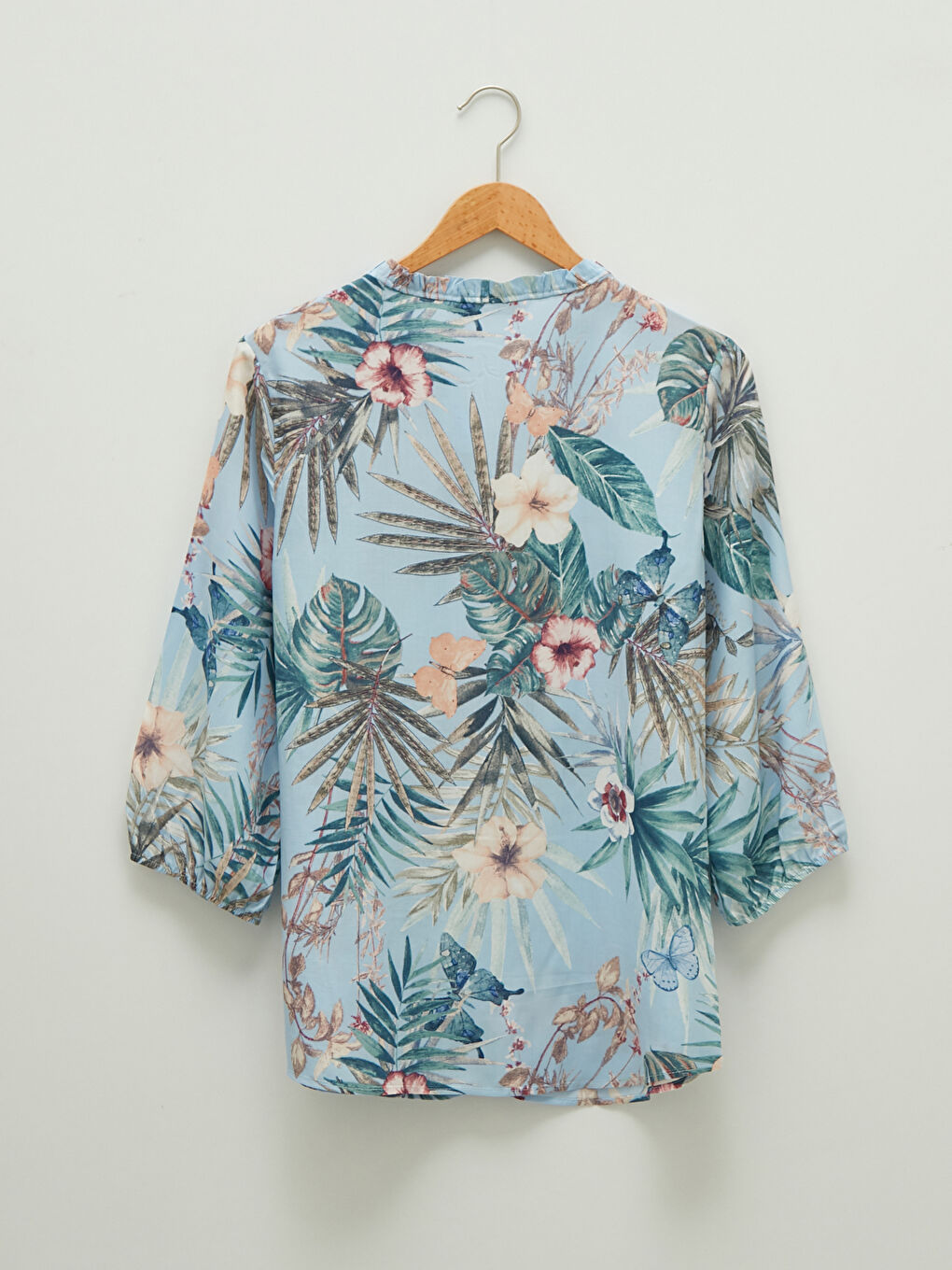 LCW Grace Frilly Frilly Collar Floral Printed Viscose Women's Shirt -S1HQ45Z8-LQQ