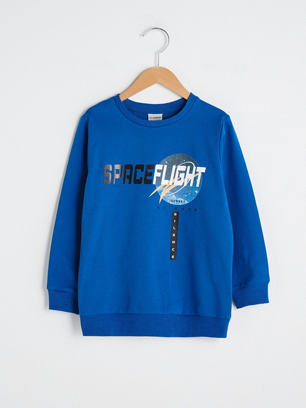 Mavi Bisiklet Yaka Baskılı Uzun Kollu Erkek Çocuk Sweatshirt