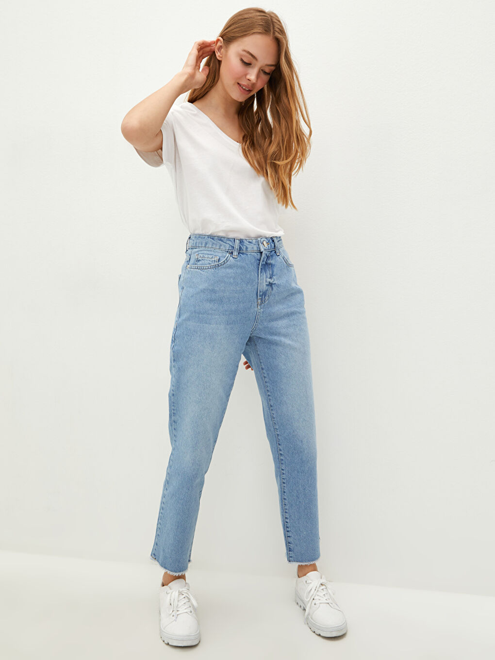 LCW Jeans High Waisted Straight Fit Pocket Detailed Women's Rodeo Denim Trousers -S1HR67Z8-311