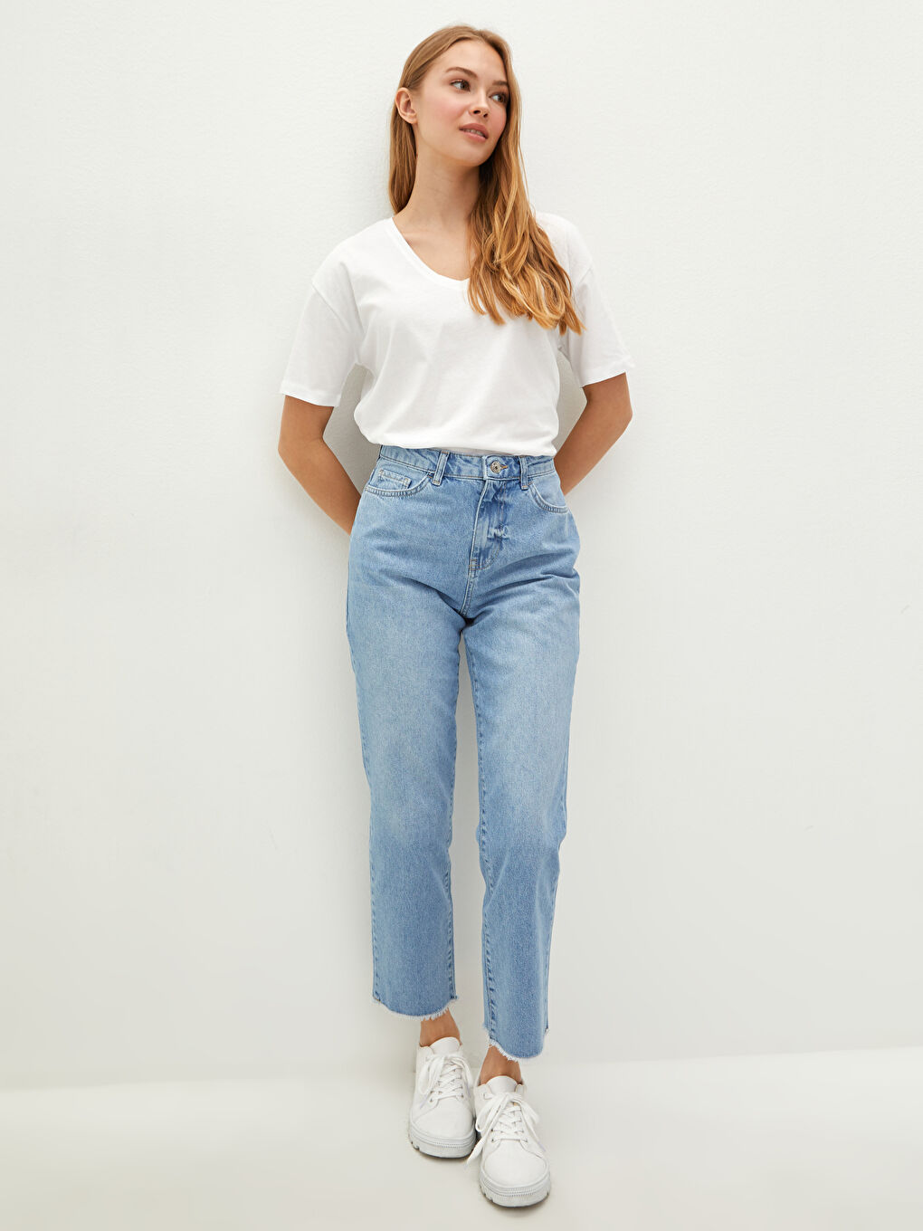 LCW Jeans High Waisted Straight Fit Pocket Detailed Women's Rodeo Denim Trousers -S1HR67Z8-311