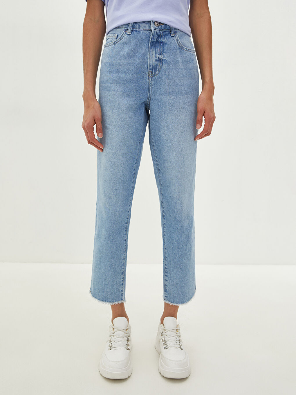 LCW Jeans High Waisted Straight Fit Pocket Detailed Women's Rodeo Denim Trousers -S1HR67Z8-311