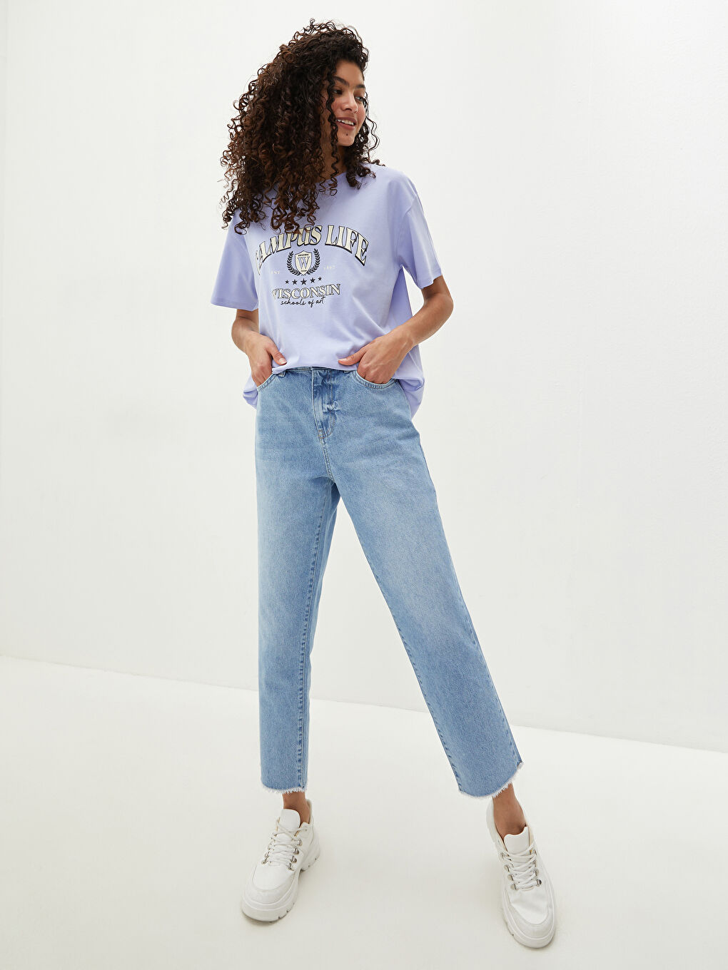 LCW Jeans High Waisted Straight Fit Pocket Detailed Women's Rodeo Denim Trousers -S1HR67Z8-311