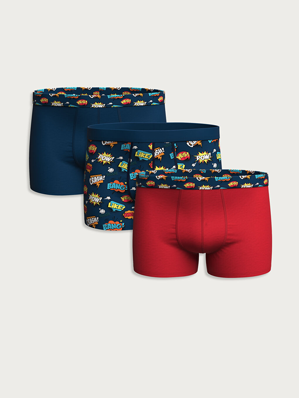 Lacivert Standart Kalıp Pamuklu Esnek Erkek Boxer 3'lü