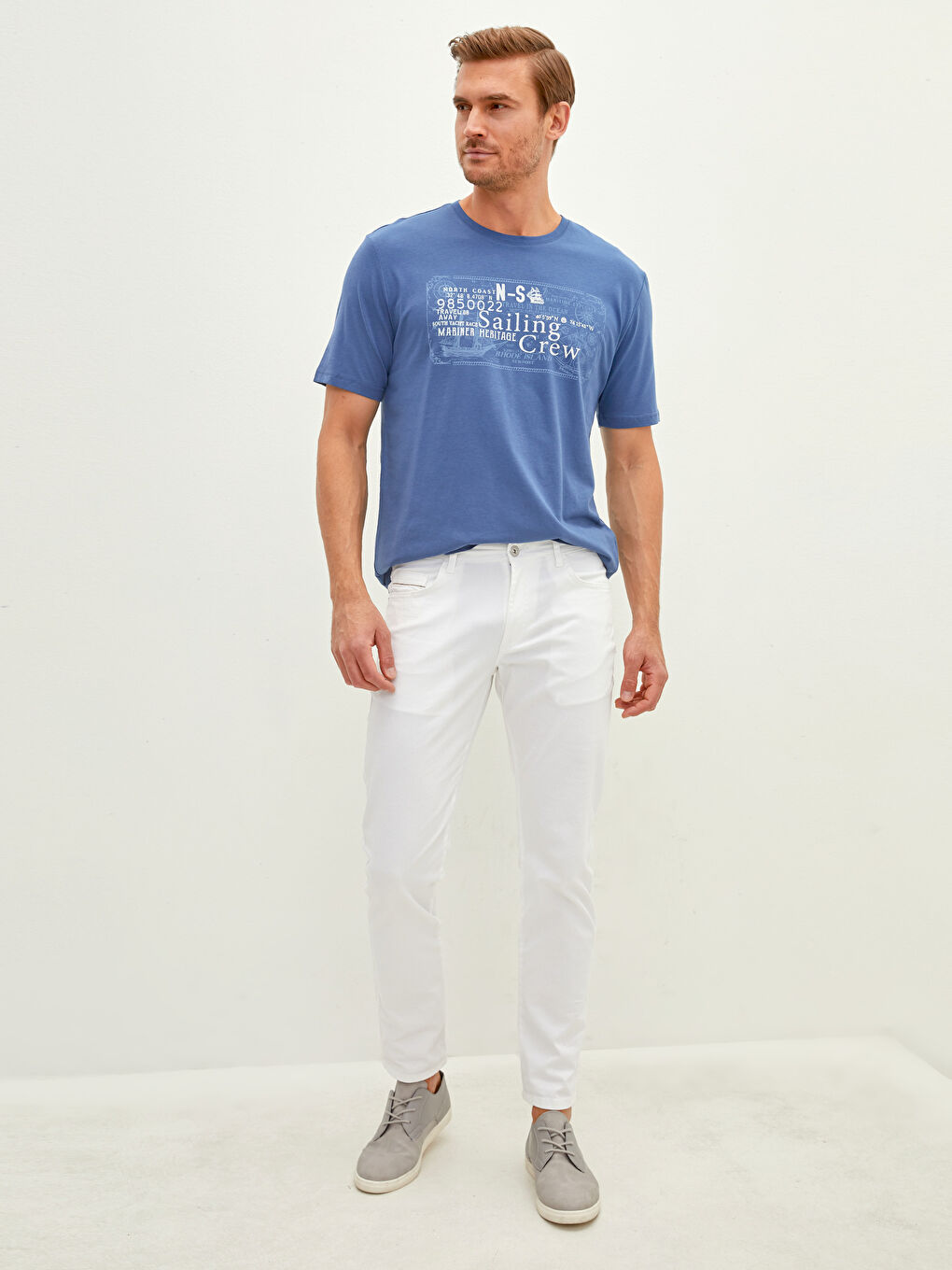 İndigo Bisiklet Yaka Kısa Kollu Baskılı Penye Erkek Tişört-3