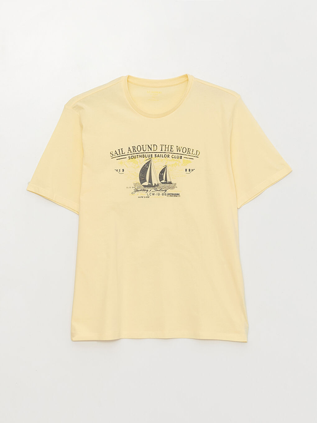 تيشيرت رجالي ياقة دائرية كم قصير مطبوع قطن ممشط