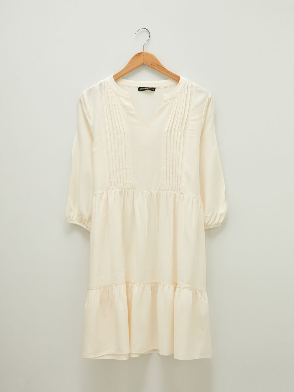 Notch Neck Linen Blend Women's Dress-6