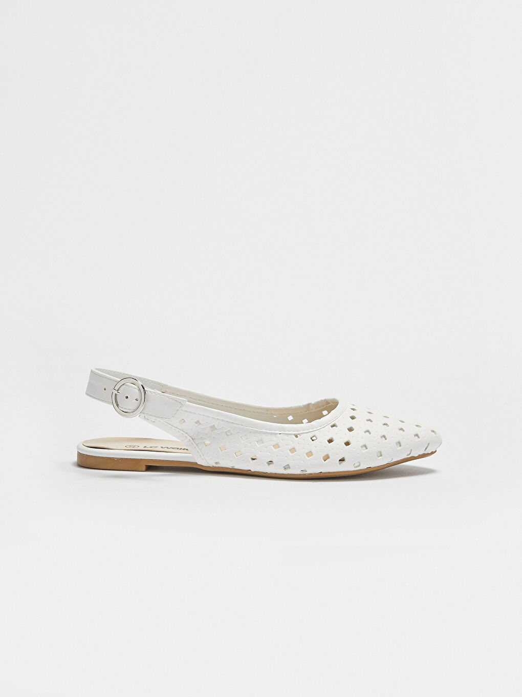 Beyaz Kadın Sivri Burun Babet Ayakkabı-1