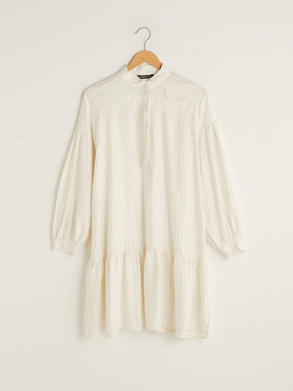 Grandad Collar Striped Long Sleeve Women's Tunic-6