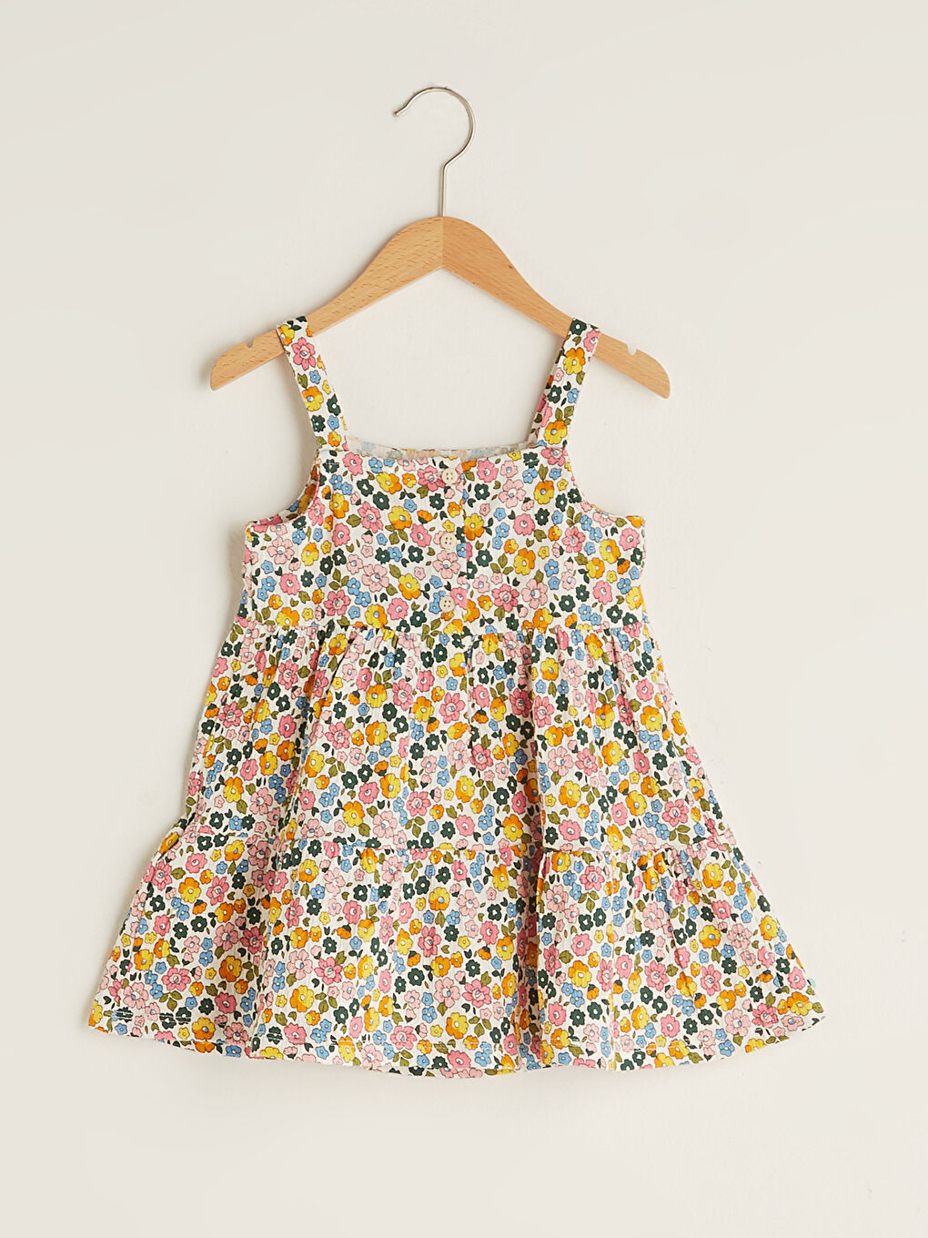 Square Collar Sleeveless Printed Baby Girls' Dress-1