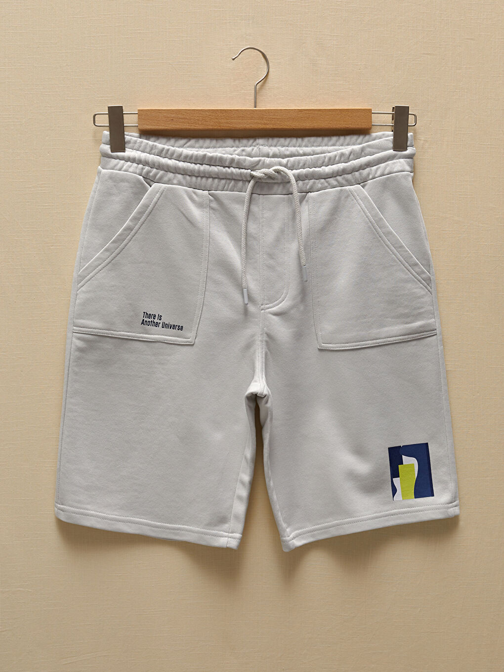 Gri Dar Kalıp Baskılı Erkek Spor Şort-5