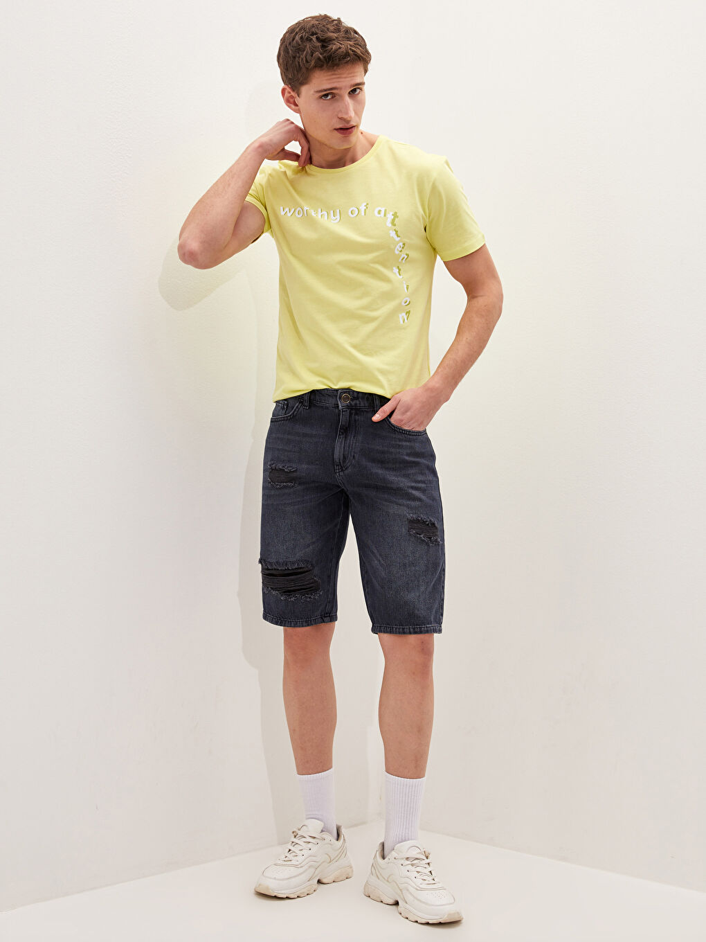 Yeşil Bisiklet Yaka Kısa Kollu Baskılı Penye Erkek Tişört-2