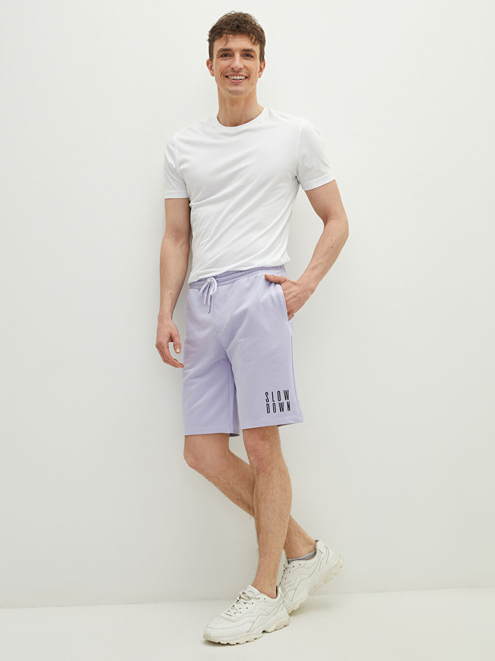 Lila Standart Kalıp Erkek Spor Şort-3