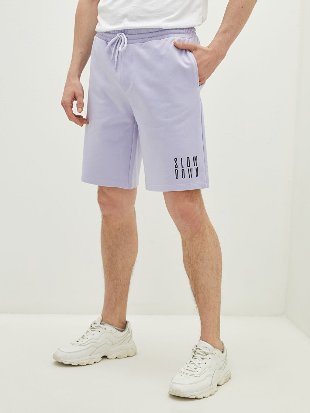 Lila Standart Kalıp Erkek Spor Şort-4