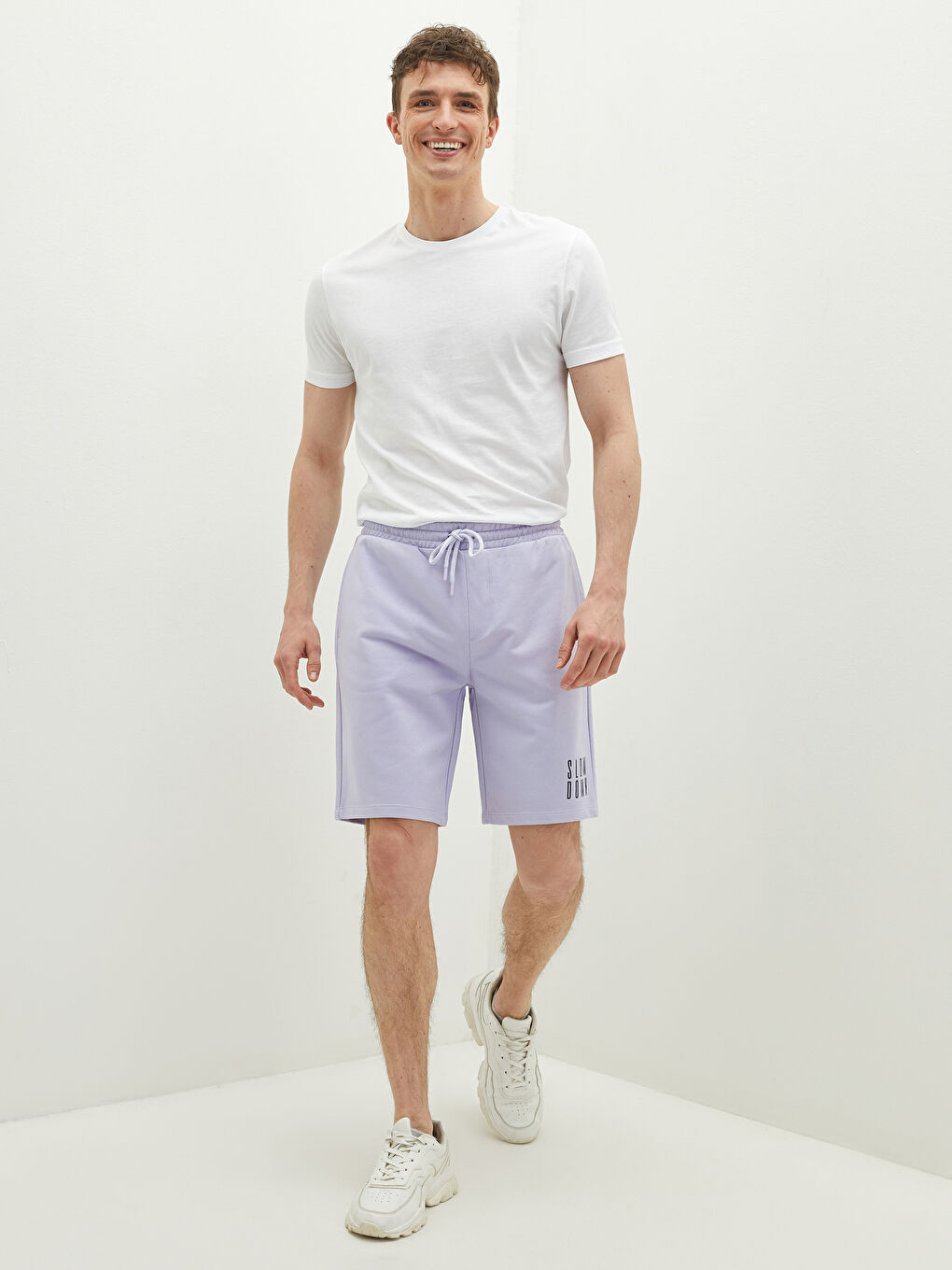 Lila Standart Kalıp Erkek Spor Şort