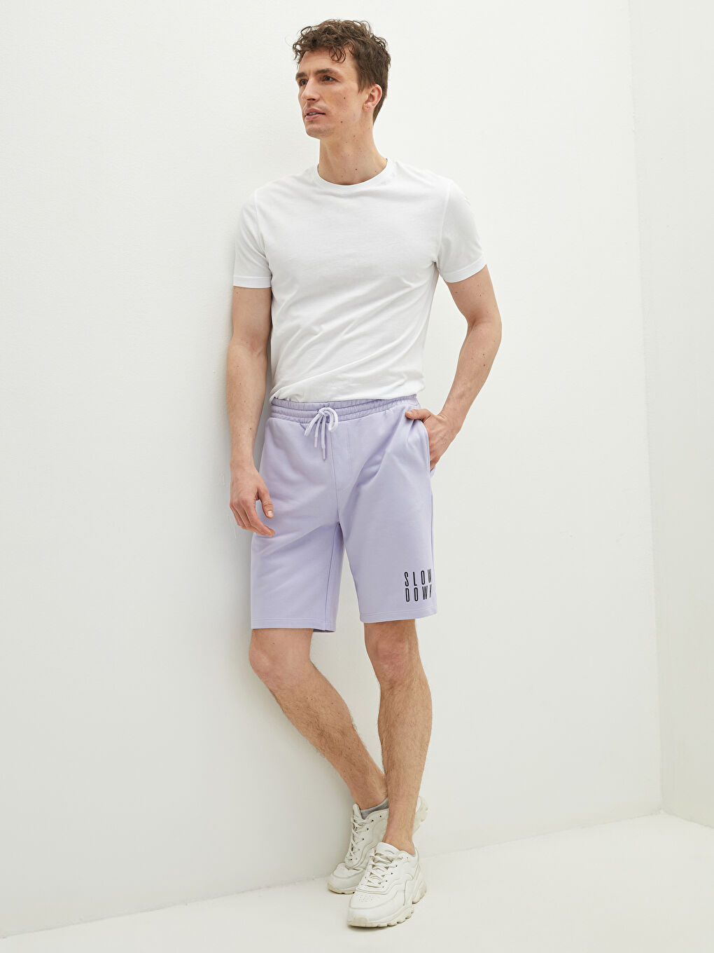 Lila Standart Kalıp Erkek Spor Şort-1