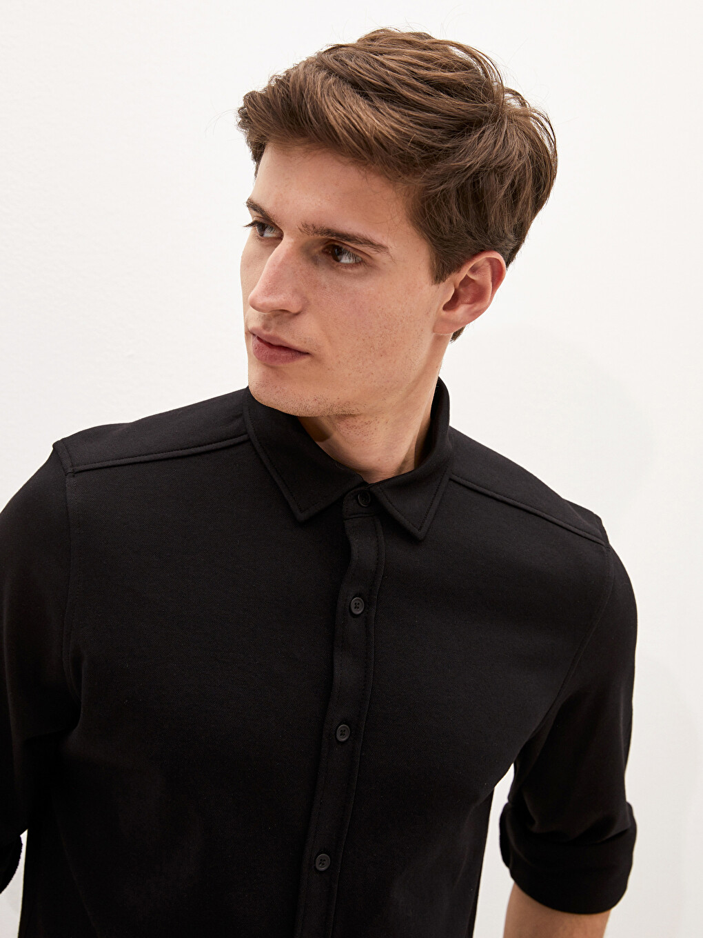 Slim Fit Long Sleeve Men's Shirt-2