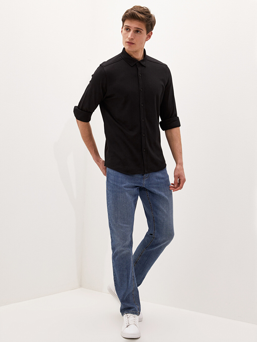 Slim Fit Long Sleeve Men's Shirt-3