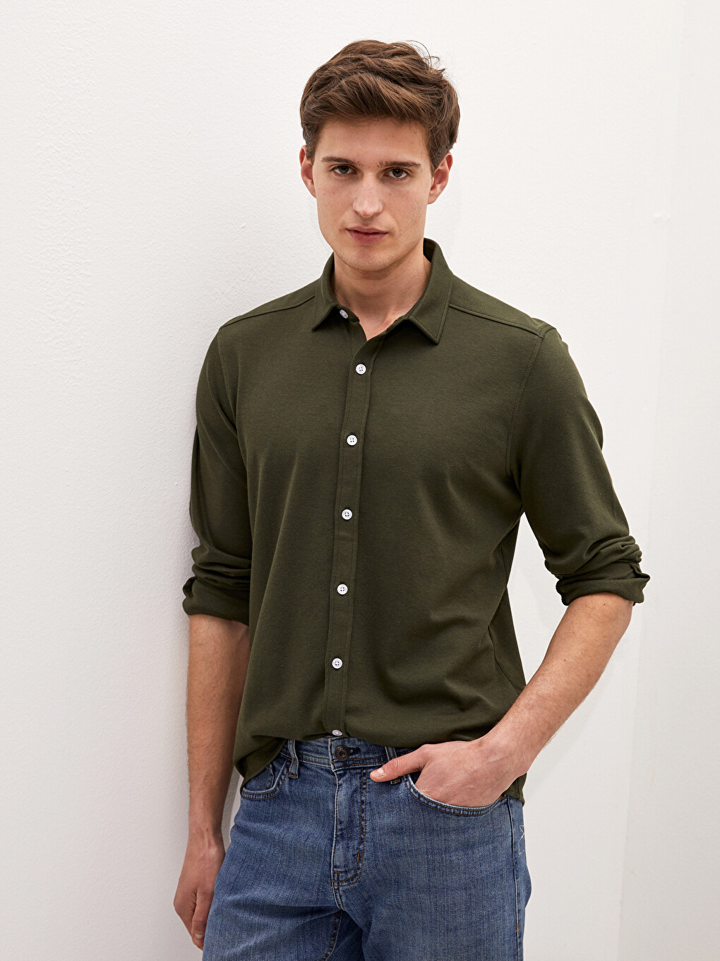 Slim Fit Long Sleeve Men's Shirt-1