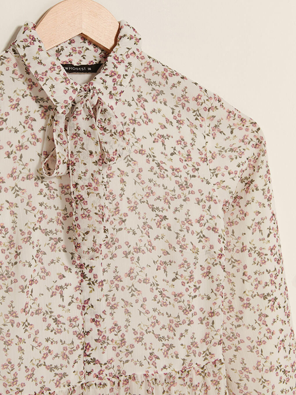 Shirt Collar Patterned Long Sleeve Women's Chiffon Dress-8