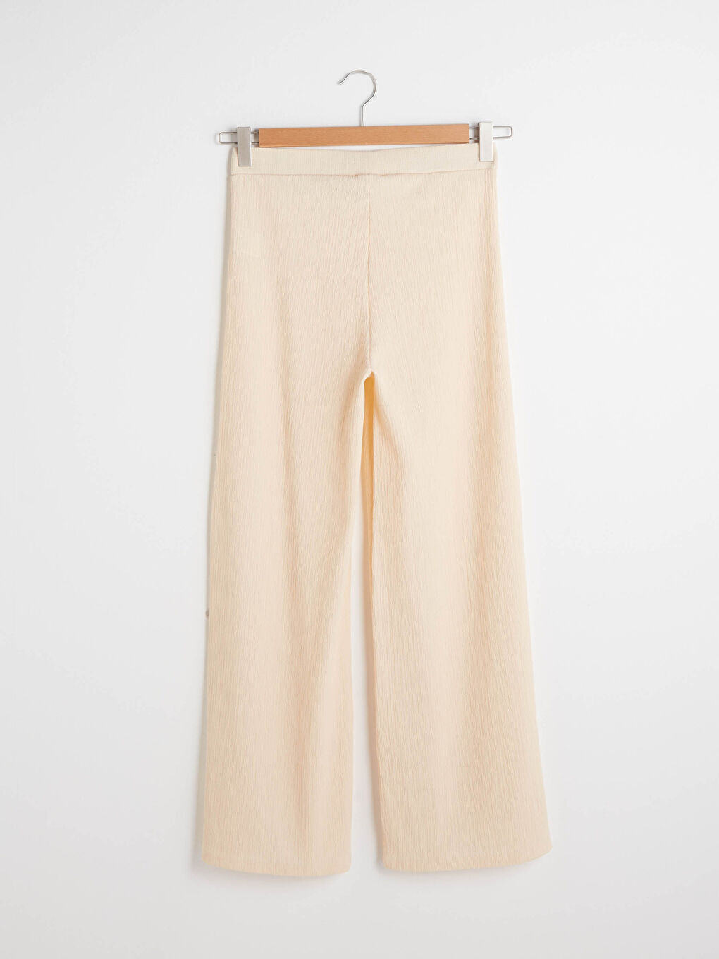 LCW Limited Elastic Waist Wide Leg Crinkle Fabric Women's Trousers -S1HY15Z8-RQ6