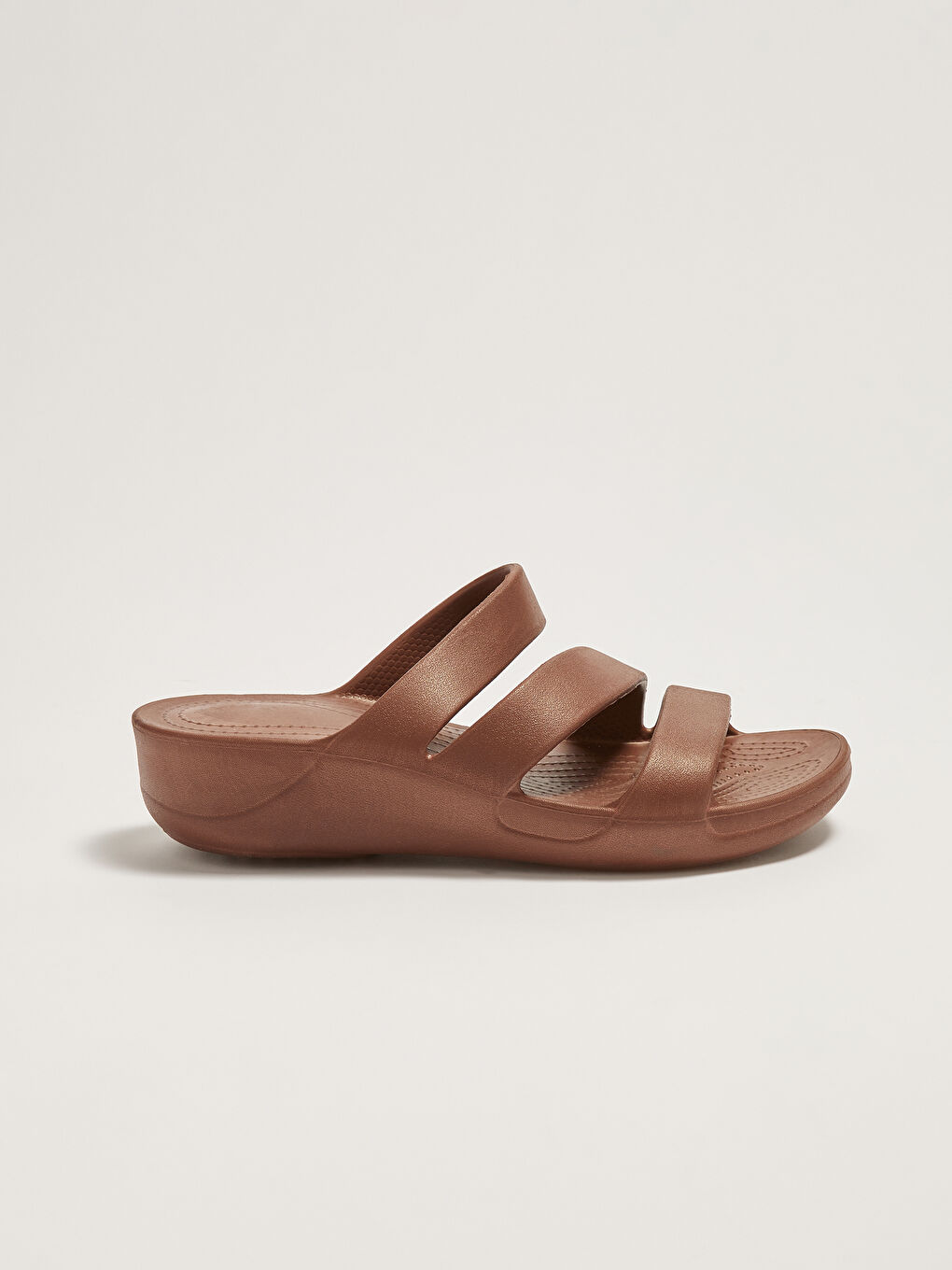 Kahverengi Çift Bantlı Kadın Plaj Terliği-1